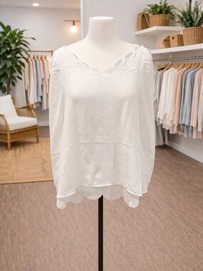 White Birch 3X Ivory Scalloped Cami Tank Adjustable Spaghetti Straps Flowy NWOT
